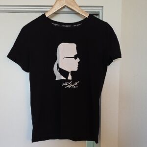 Karl Lagerfeld Black Fitted Short Sleeve Tee